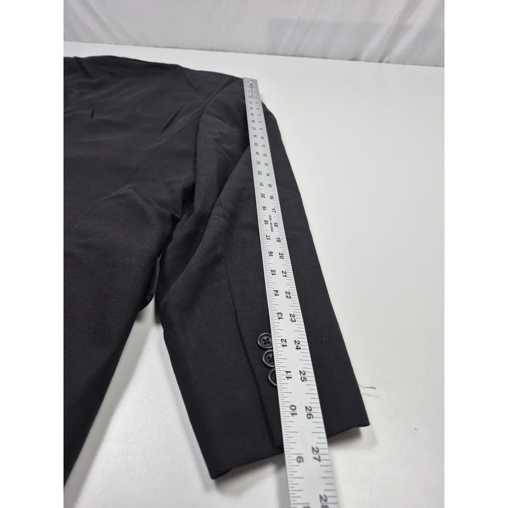 BeaverBrook Suit Mens 50 Long Black 100% Wool Double Breasted 2 Piece 45x36 NWT